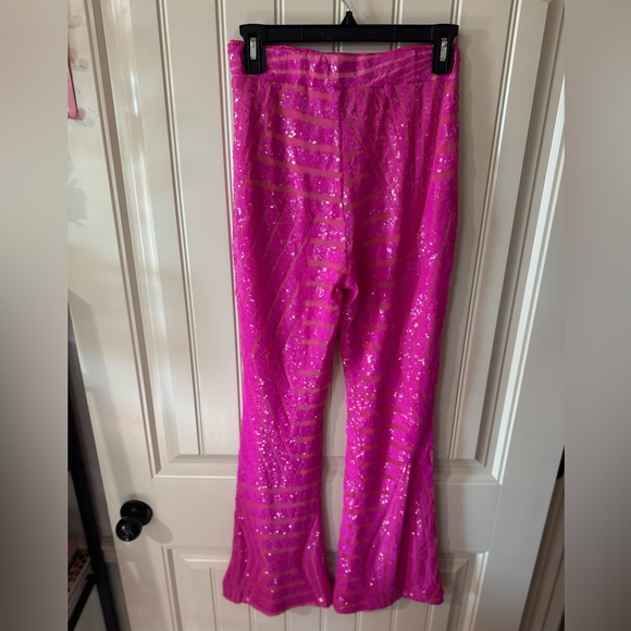 2/for $20 🪩 Hot Pink, Sparkly Sequins, High Waisted, Wide Leg Bell Bottoms - Picture 10 of 16